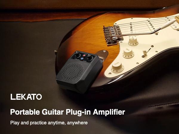 LEKATO JA-05G 5W Mini Electric Guitar AMP , Portable Guitar Audio Amplifier Bluetooth with Built-in 4 Effects, Clean Distortion Overdrive Reverb, Rechargeable Small Guitar Amp for Practice, A Must-Have for Professional Guitarists Gift