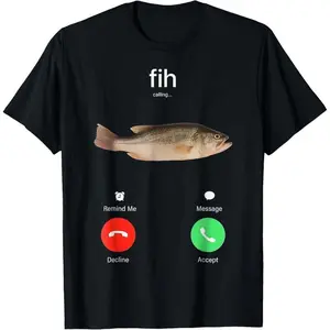 Fih Calling Remind me Message Decline Accept Phone Call Fish T-Shirt,Unisex Crewneck T-shirt for Men And Women