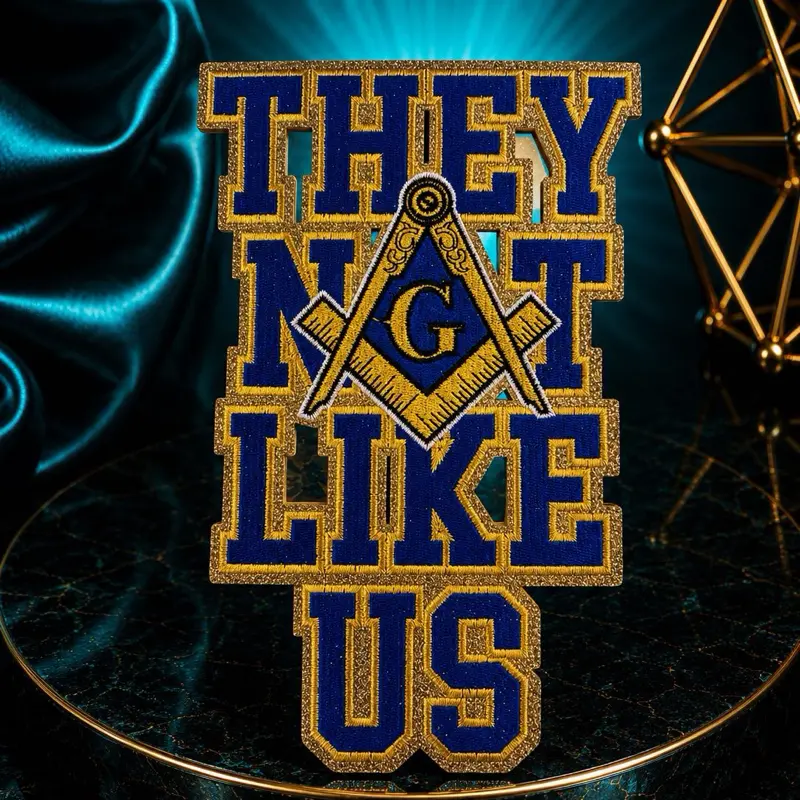 Embroidered Iron-On Masonic Lettering Patch - Bold Typography Iron-On Appliqué for Clothing, Bags, Hats
