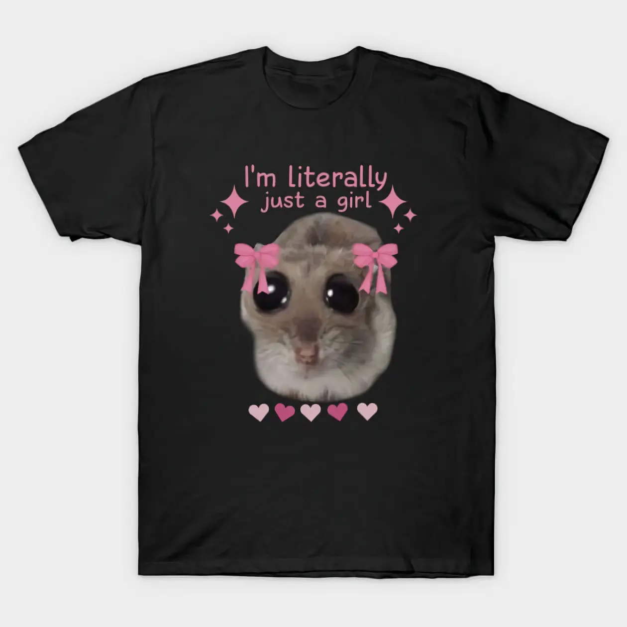 Girls' Soft Comfortable Short-Sleeve Graphic T-Shirt - Sad Hamster Meme Everyday Sports Top