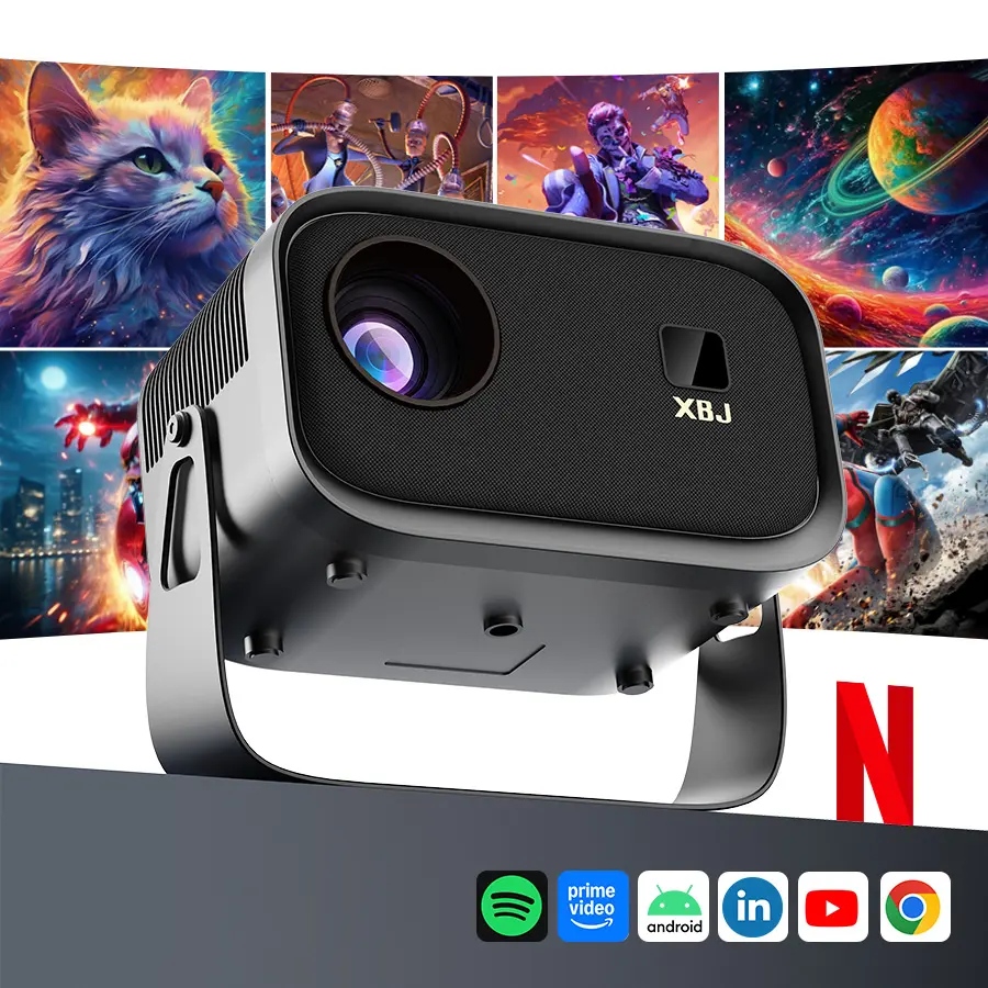 SummerVibes2026 upgraded black projector, Father’s Day gift; supports 4K/1280p HD; Bluetooth projector with built-in speakers; portable mini outdoor movie projector for summer; compatible with laptops, smartphones, smart TV sticks, Xbox, and PS5; ideal bi