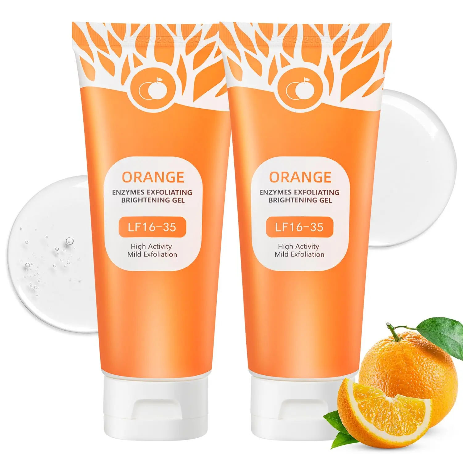 Orange Exfoliating Gel, Moisturizer Face Body Scrub Gel,Deep Cleansing Moisturizing Facial Exfoliator,Natural Orange Peeling Gel Face Scrub Organic Gentle