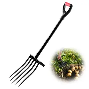 VEVOR Garden Fork,  5-Tine Gardening Pitchfork with Metal Handle, 41 in Heavy Duty Digging Fork with Y Grip, Forged Steel Spading Fork for Hay Potato Composting Transplanting Aeration