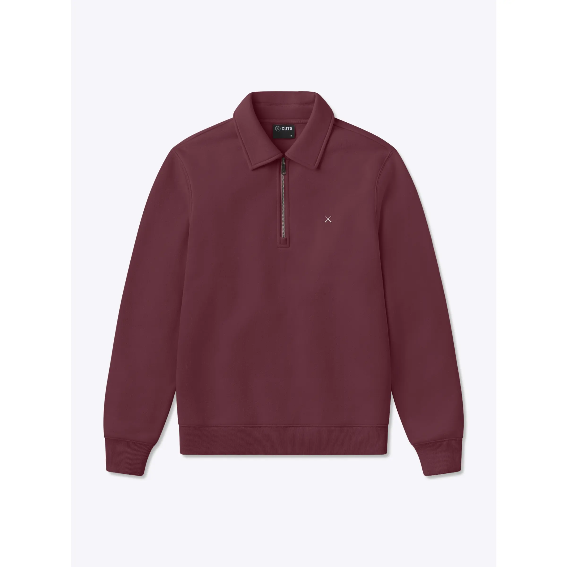 Cuts | Men's Divine Heavyweight Fleece Quarter Zip Pullover | Classic Fit Brushed Cotton Blend | Dropped Shoulder Ribbed Trim