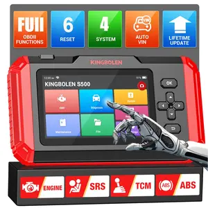 KINGBOLEN S500 Car obd2  Diagnostic Scanner Tool, Engine/TCM/SRS/ABS 4 System Scan tool with 6 Resets,AutoVIN Car Code Reader, OIL Brake SAS Throttle Adapt Inject ABS Bleed