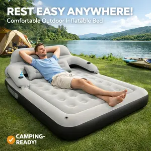 Twin Size Air Mattress with Headboard and Pump,Blow Up Mattress Inflatable Bed with Pillows