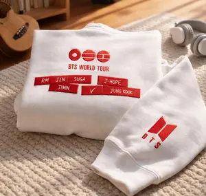 Bangtan Comeback Embroidered Sweatshirt, ARMY World Tour Concert Crewneck, K-Pop Album Inspired Fan Gift Tee