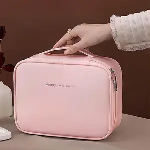 Women' Large-Capacity Expandable Travel - Cosmetic & Toiletry Bag with Zipped Compartments, Expandable Design & Sturdy Handle, Pink Suitable for Gym, Business Trips, Vacations,summervibes