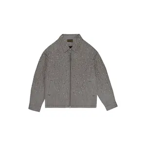 RHINESTONE ZIPPER WORK JACKET "BROWN" BC25SSJK16