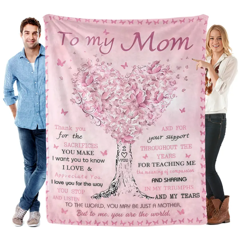 Mother's Day blanket for mom, a gift for mom, a birthday gift for mom's birthday idea, a Christmas birthday gift for mom, from the daughter's son, the best mom once threw a blanket, home decoration