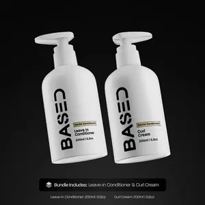 BASED Curly &  Leave-In Conditioner Duo: Premium Non-Toxic Curl Cream & Leave-In Conditioner Bundle - Defines Curls, Controls Frizz, Medium Hold with Agave & Silk Protein, Instant Hydration & Nourishment, No Harmful Chemicals