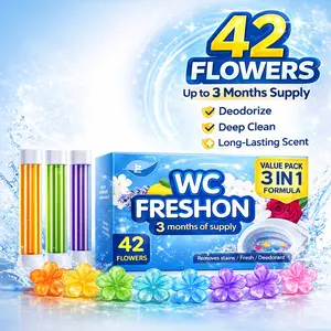 WC Freshon Toilet Gel Stamp 3 Pack 42 Uses Long Lasting Scents Orange Lavender Ocean Lemon Rose Gardenia Deodorizing Disinfecting Bathroom Cleaner