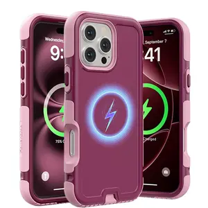 LensGuard for iphone16 15 14  Magnetic Warrior Hybrid Case,shockproof phone case,[compatibility with MagSafe] Military Heavy Duty Armor Silicone Case for Man Woman