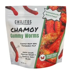 GUMMY WORMS Chamoy Candy - Chilitos Sweet, Sour & Spicy Chili Snack - Mexican Fruit Flavored Gummy Candy for All Ages, Authentic Dulces Mexicanos Enchilados, 6oz Candy Bags with Tamarindo Pulp Chamoy