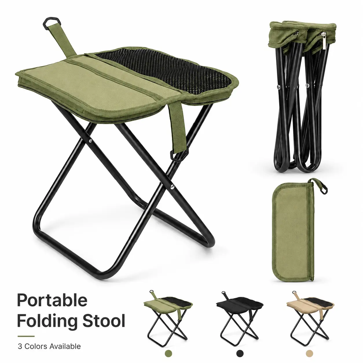 2026 Upgraded Portable Folding Stool, Lightweight Collapsible Travel Seat with Carry Bag, Compact Space-Saving Chair for Outdoor Activities