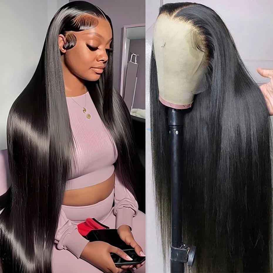 Bling Hair 34 36 Inch 180 Density Bone Straight 13X6 Hd Lace Frontal Wigs Human Hair 13X4 Transparent Lace Front Pre Plucked 360 Lace Wigs For Women