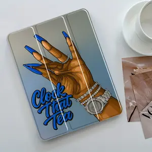 Stylish Glam Hand Design iPad Case, Fashion Transparent Acrylic Stand Cover, Pencil Holder & Charger Slot, Fits iPad Pro/air/mini, Perfect Gift Shock-resistant Full Cover Protective Case Suitable for Offices Schools and Homes, Tablet Accessories