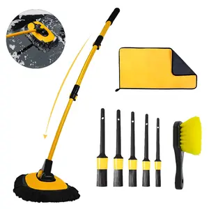 Ultimate  Detailing Kit with Extendable Brush - Clean Wheels, Interior, Roof & Body, 8pc Set inc. Microfiber Towel, Perfect Gift for  Owners Car