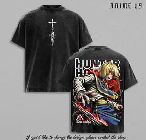 Kurapika Revenge Chain Shirt Hunter x Hunter Anime Scarlet Eyes Kurta Clan Vintage Washed Oversized Graphic Tee