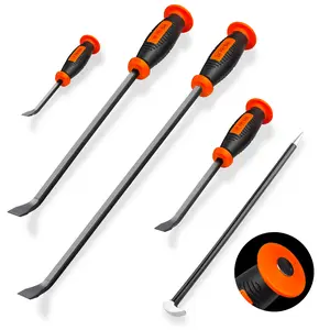 5-Piece Pry Bar Set – Heavy Duty Mechanic Pry Bars with Chisel, Angled & Rolling Heads, Carbon Steel Structure, for Auto Repair, Demolition & DIY Hand Tools
