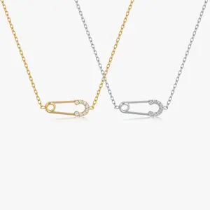 Pave Safety Pin Necklace