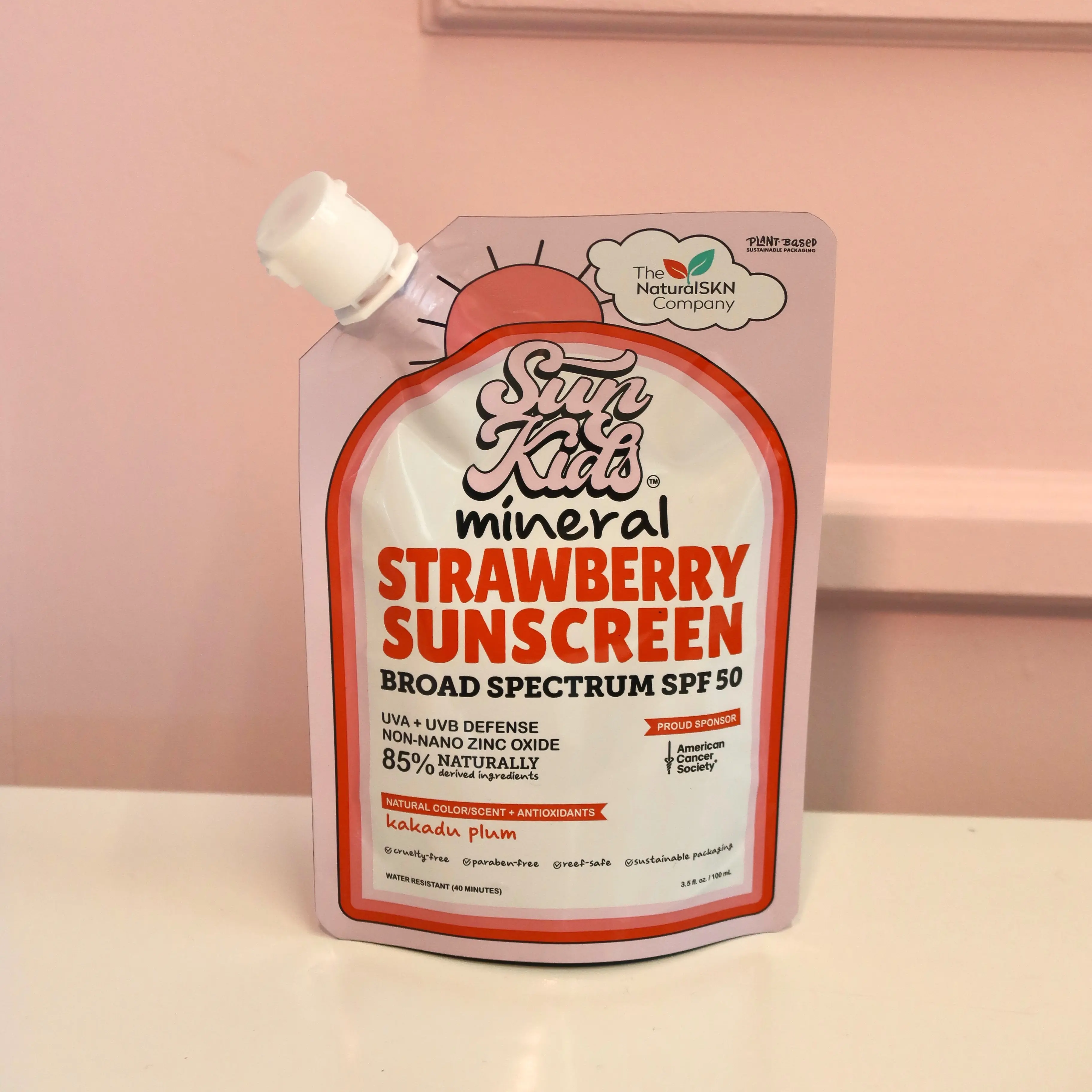 Strawberry SPF 50 mineral sunscreen for kids