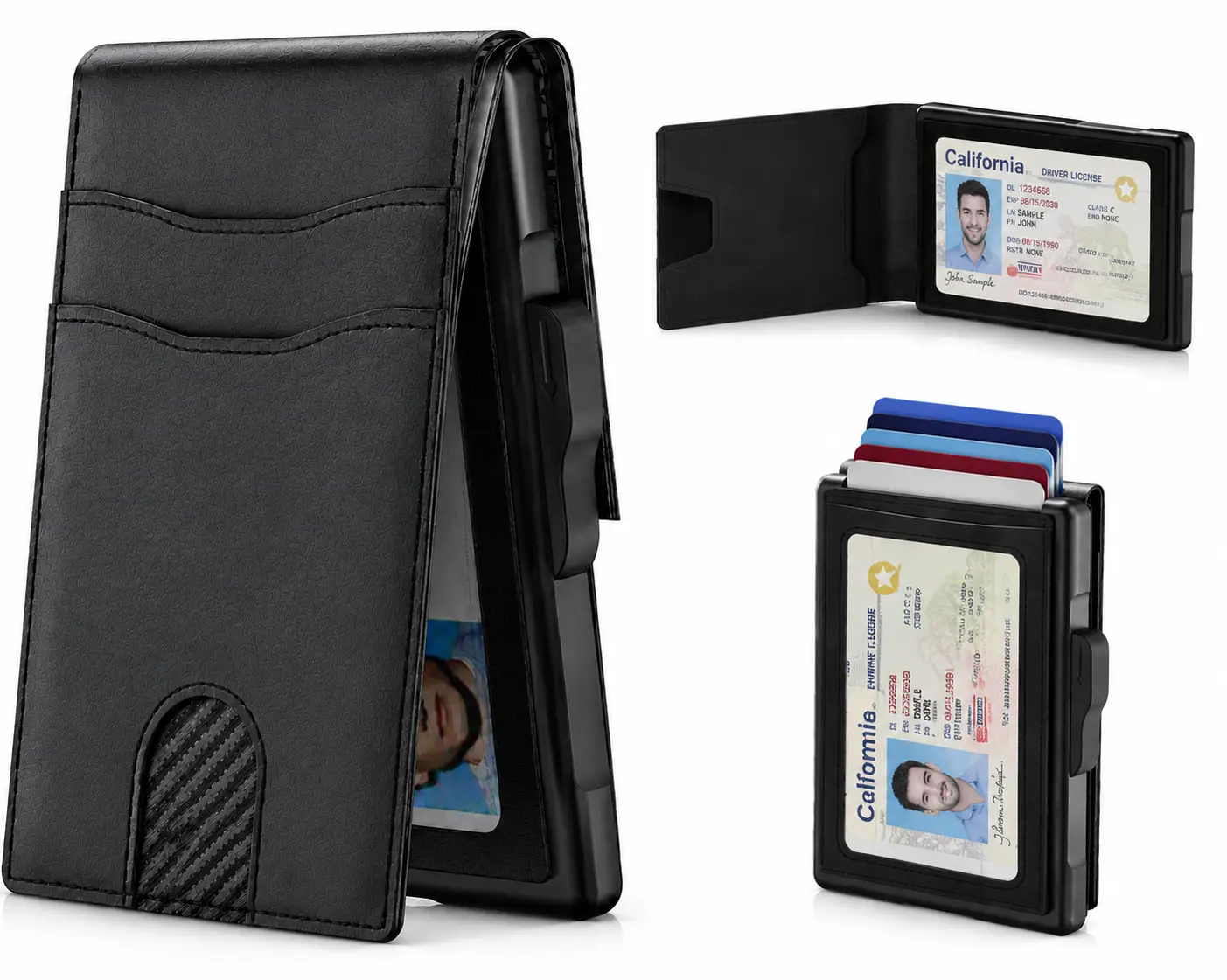 Men's RFID Minimalist Bifold Wallet - 1 ID Window, Pop-Up Card Holder, Money Clip, Gift Box Included - for Summer Vibes, Outdoor Fun,summerwins