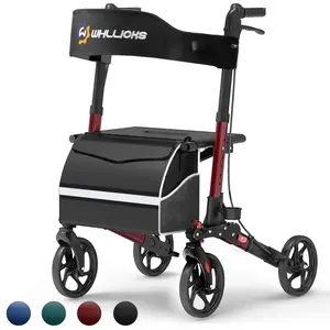 Foldable 4-Wheel Rollator – Seat, Backrest, Cane Holder in 4 Stylish Colors
