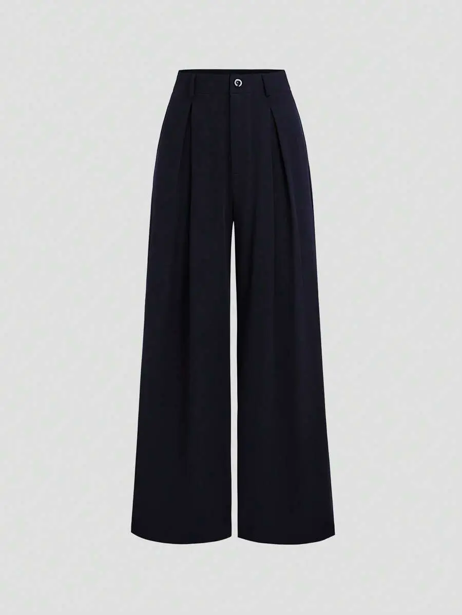 LUNA LAYER Womens Vintage Jacquard Pleated Wide Leg Pants