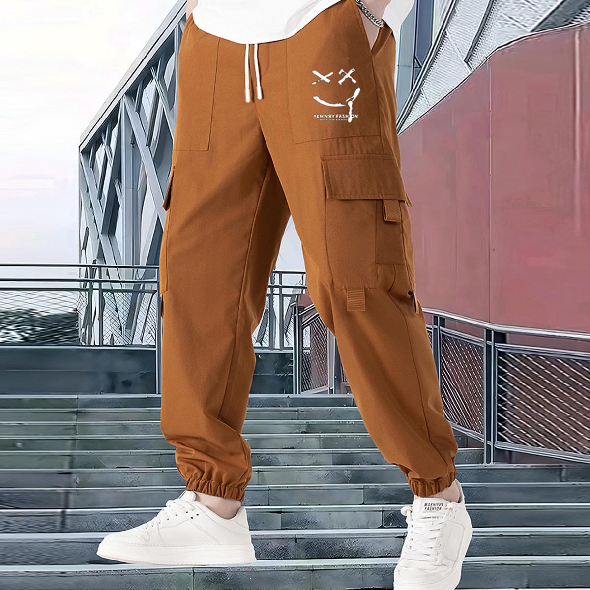 Work pants - Men's summer lightweight loose-fitting sports men's long pants with multiple pockets for casual wear