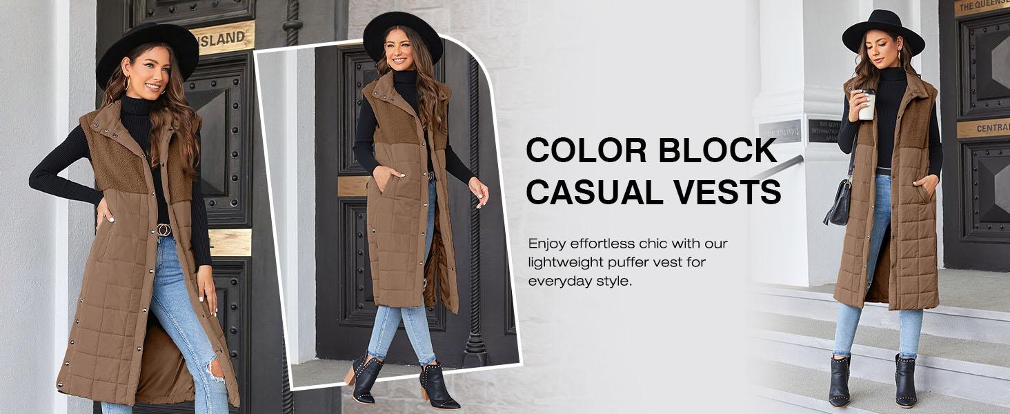 TANKANEO Women's Long Puffer Vest Fleece Jacket Winter Button Down Sleeveless Coats TANKANEO Women's Long Puffer Vest Fleece Jacket Winter Button Down Sleeveless Coats