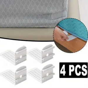 4-Pack Bed Sheet Holders and Adjustable Straps, Anti-Slip Fitted Sheet Clips for All Mattress Sizes, Easy One-Time Installation Bed Sheet Fasteners for Neat Bedding, White