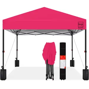 Best Choice Products 12x12ft Easy Setup Pop Up Canopy w/ 1-Button Setup, Wheeled Case, 4 Weight Bags