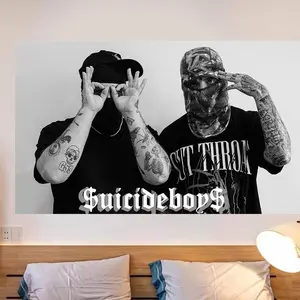Suicidddddddde  Music Boys Flag 3x5FT  America Pop Singer Banner Wall Tapestry Poster Signs for Bedroom College Decor  with 4 brass buckles
