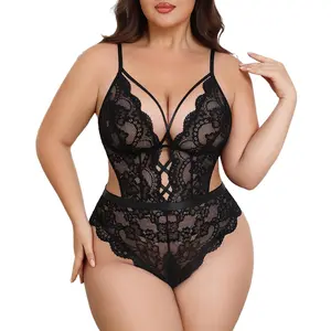 Avidlove Plus Size Lingerie for Women Deep V Lace Teddy Cut Out Lingerie Bodysuit 14-24 Plus