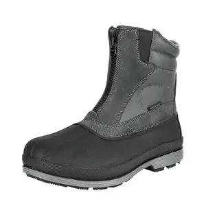 NORTIV 8 Men's Waterproof Non-Slip Winter Snow Boots, Faux Fur Lined & 3M Thinsulate Insulated Footwear with Round Toe, Slip-On & Zipper Closure for Winter Walking Shoes