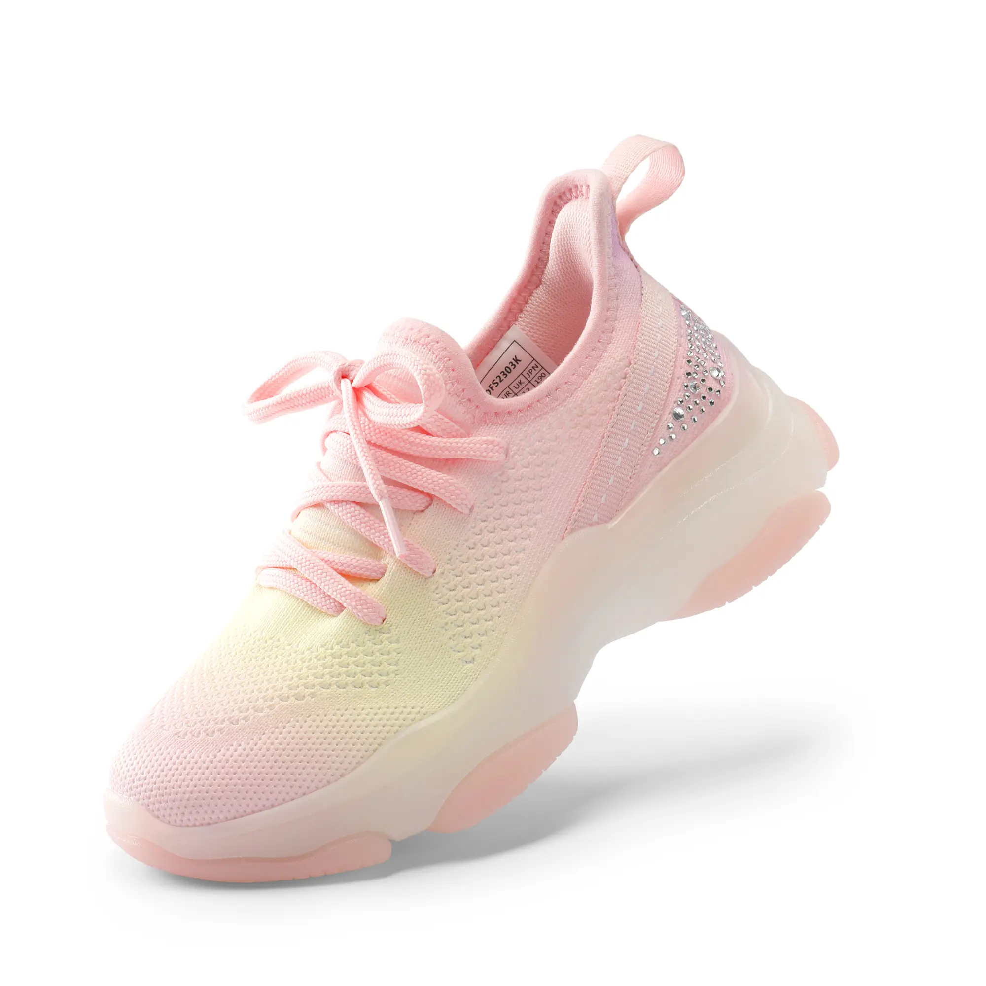 Dream Pairs Girls' Glitter Slip-On Low Top Sneakers, Cushioned Shoes with a Chunky Heel and Lightweight Non-Slip Jelly Outsole, Casual Low Top, Trendy Trainers, Shoes Sneakers, Slip Resistant