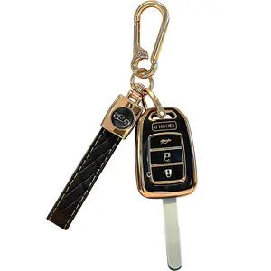 Tpu Key Fob Cover Case Compatible for Honda 2013-2016 Accord Crosstour 2014-2015 CR-V Civic 2016-2017 HR-V Keyless Entry Remote Key Fob Keychain
