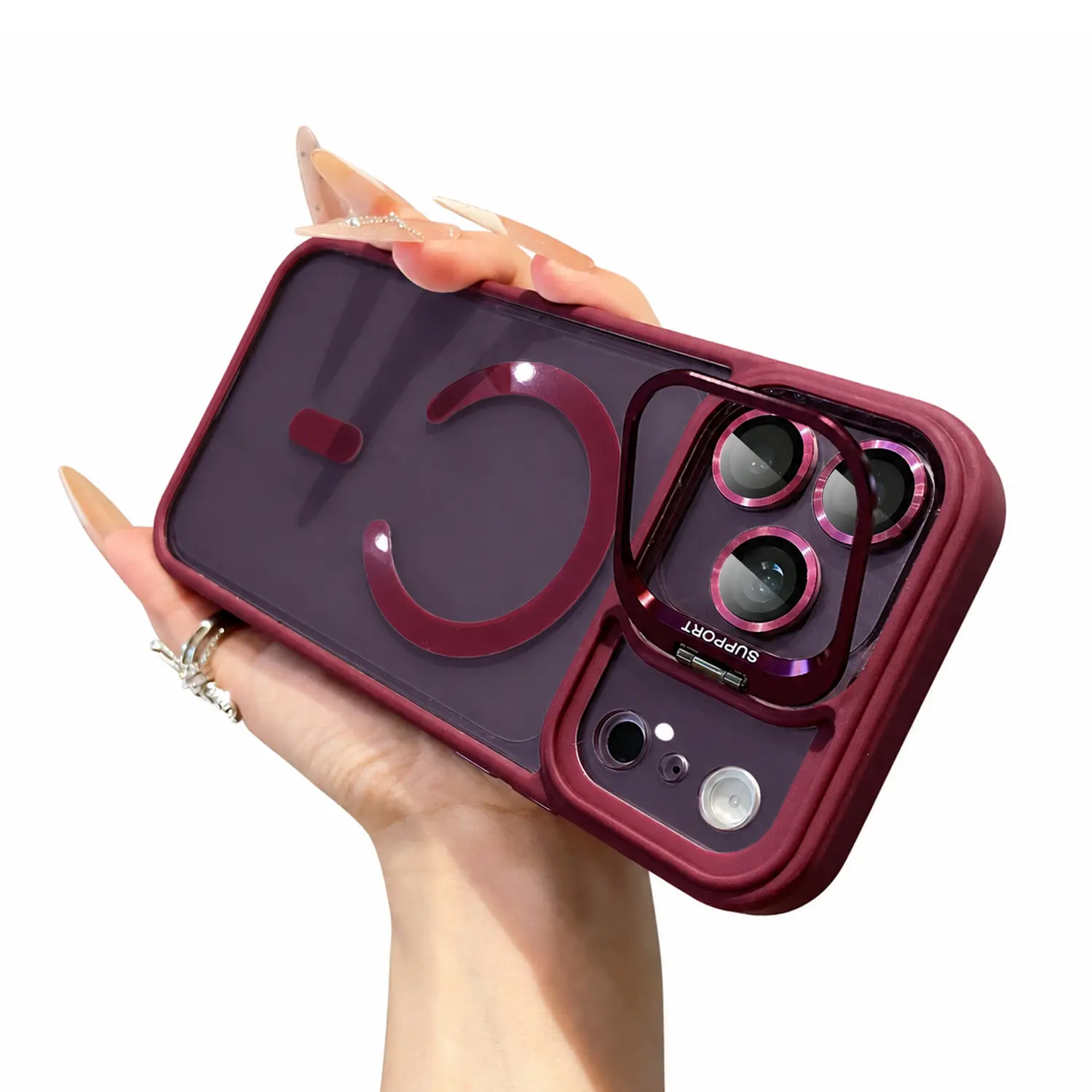 Shockproof Magnetic Case for iPhone 18 Pro Max, 17, 16, 15, 14, Compatible with Mag Safe, Built-in Camera Ring Stand, Camera Lens Protection, Clear Phone Cover