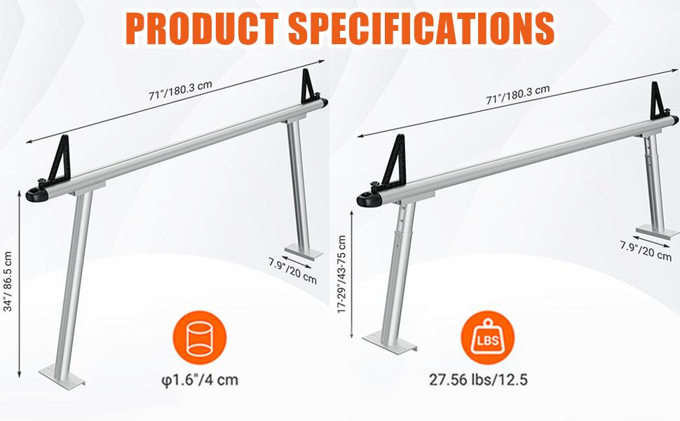 【GARVEE】71" Aluminum Ladder Truck Rack with 800lbs Capacity, Includes 8 Non-Drilling C-Clamps, Heavy Duty Two-Bar Set for Secure Truck Bed Use 【GARVEE】71" Aluminum Ladder Truck Rack with 800lbs Capacity, Includes 8 Non-Drilling C-Clamps, Heavy Duty Two-Bar Set for Secure Truck Bed Use