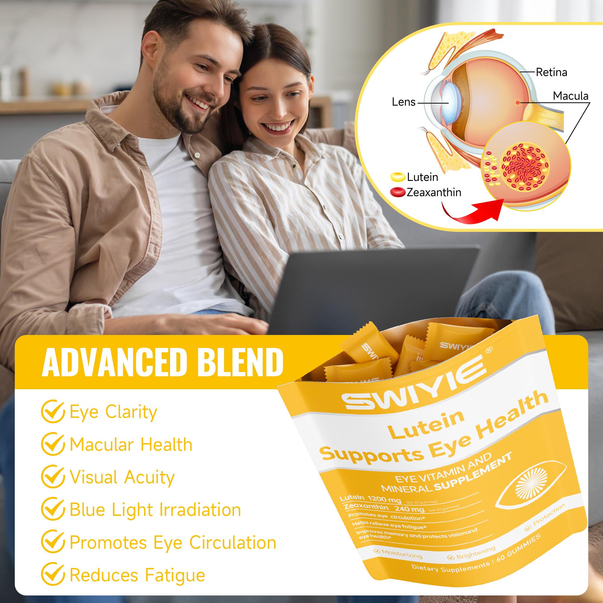 Swiyie Lutein & Zeaxanthin Gummies – Eye Health Supplement with Astaxanthin, Vitamin A C E – Blue Light Defense, Vision Support, Berry Flavor – 60 Gummies Healthcare Dietary