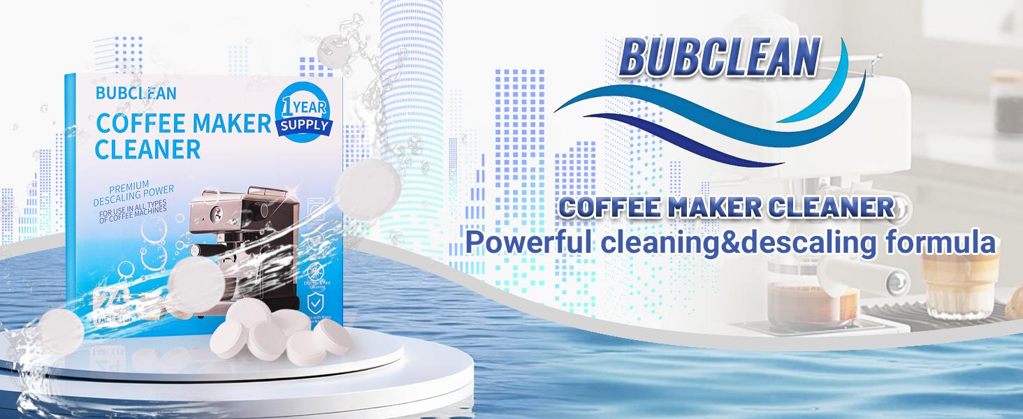BUBCLEAN Coffee Machine Cleaner Descaler Tablets - 24 Pack, Deep Cleaning and Descaling for All Coffee Makers , Coffee Maker Pot Descaling & Cleaning Tabs, Descale Drip Coffe And Espresso Machines