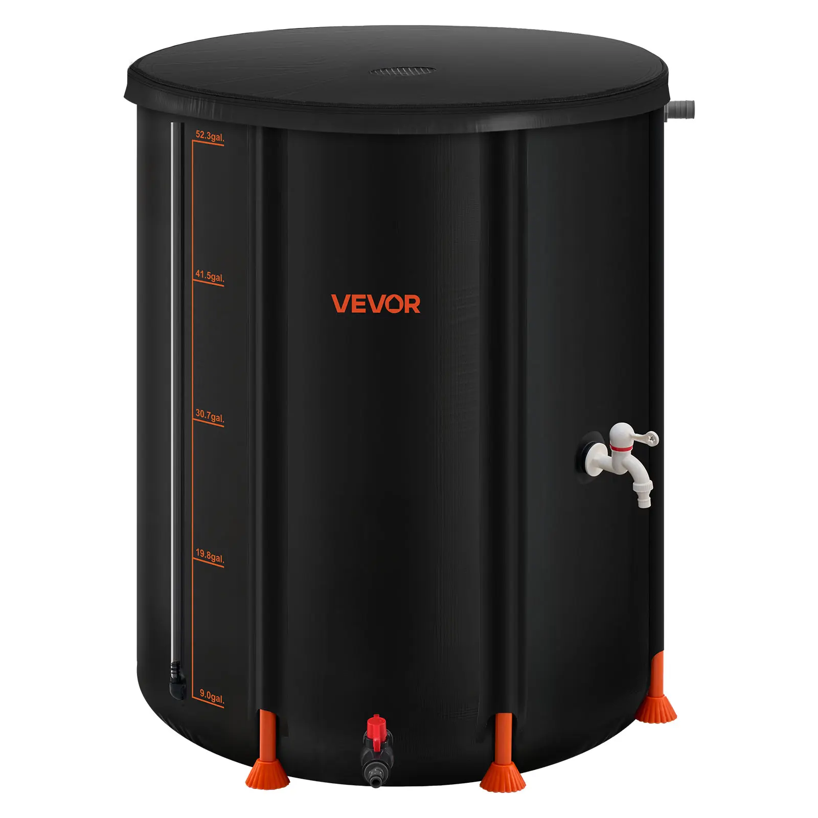 【SummerFinds】VEVOR Collapsible Rain Barrel,  , 53 Gallon Portable Rain Water Collection Barrel, 1000D PVC Rainwater Collection System, Garden Water Catcher Tank Storage Container with Spigot & Overflow Kit, Black
