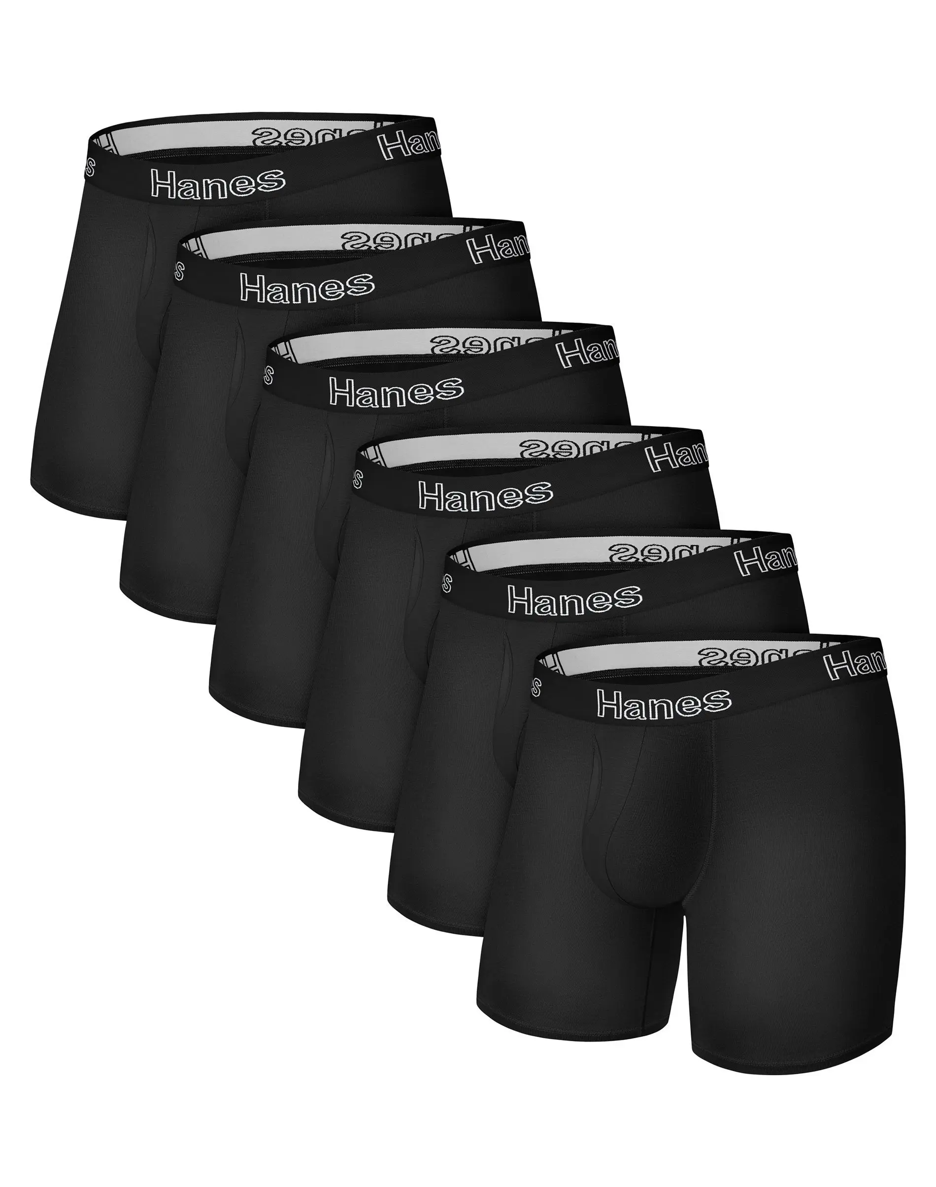 Hanes 6-Pack Underwear for Men, Boxer Briefs – Stretch Cotton – Moisture-Wicking Comfort Fit