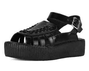 Black Leather Interlace Viva Mondo Sandal