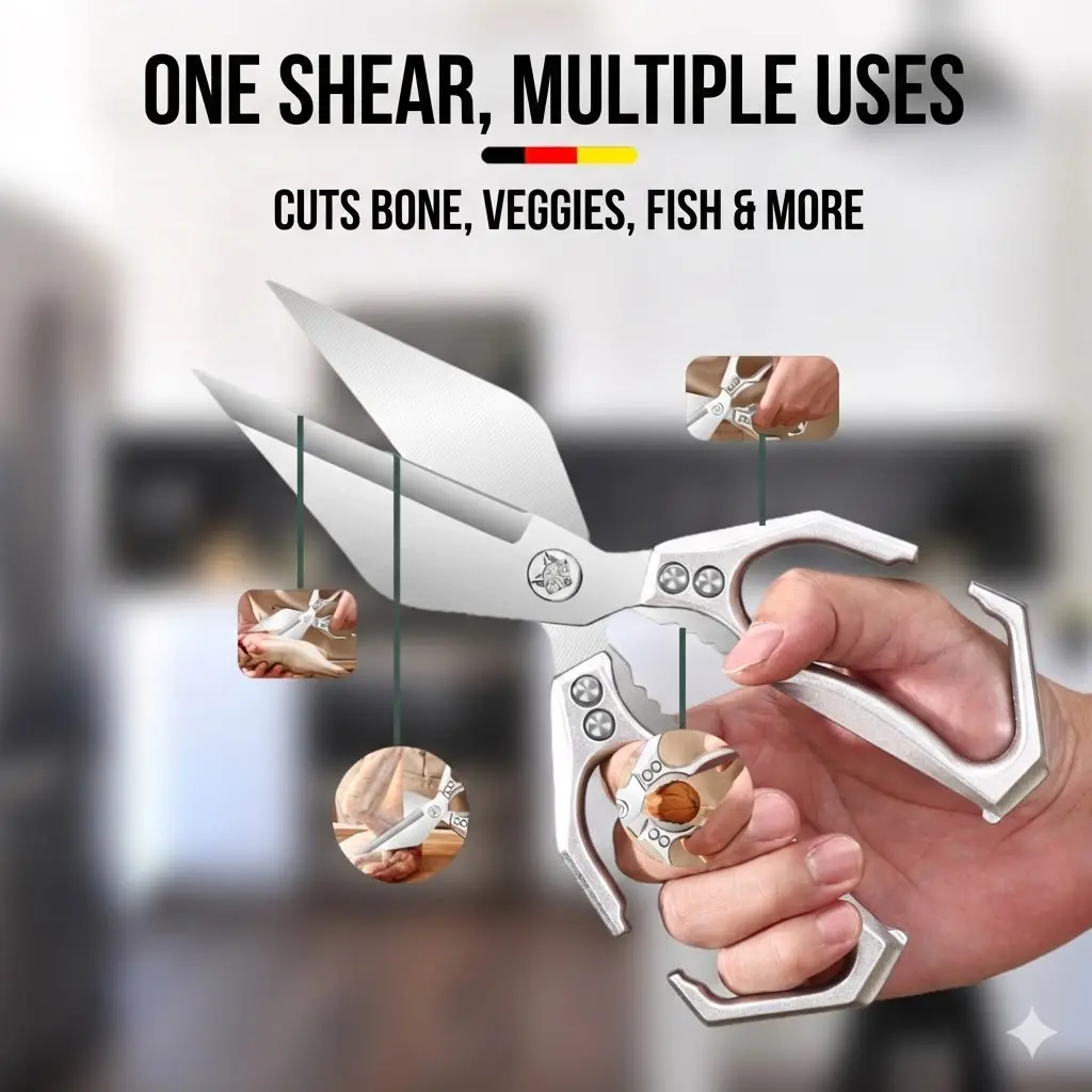Multi-Function Kitchen Shears—Stainless Steel Kitchen Shears, Sharp Heavy-Duty Meat Shears, Dishwasher Safe, Poultry Shears, Japanese-Style Food Preparation Shears, Ideal for Chicken Bones and Turkey—Top Choice for Holiday Gifts! tiktoks
