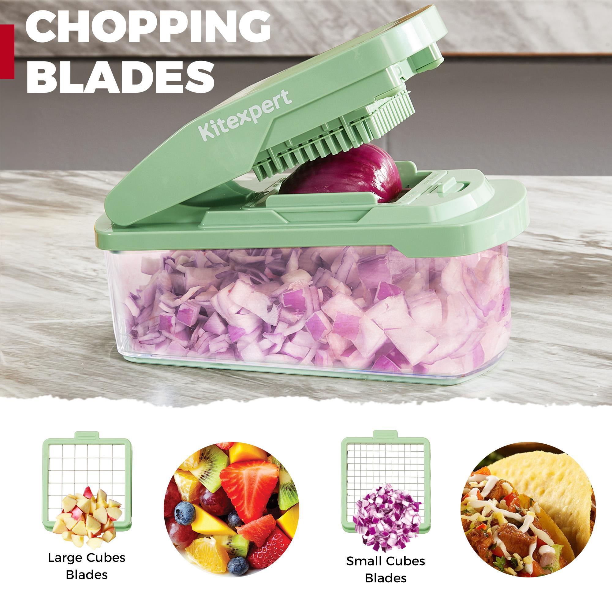 [BF&CM]KitExpert New Veggie Chopper(Faster Mealprep&Cleaning), All in One Mandoline, Multifunctional Food/Vegetable Chopper, Onion Cutter, Cheese Grater, Nova