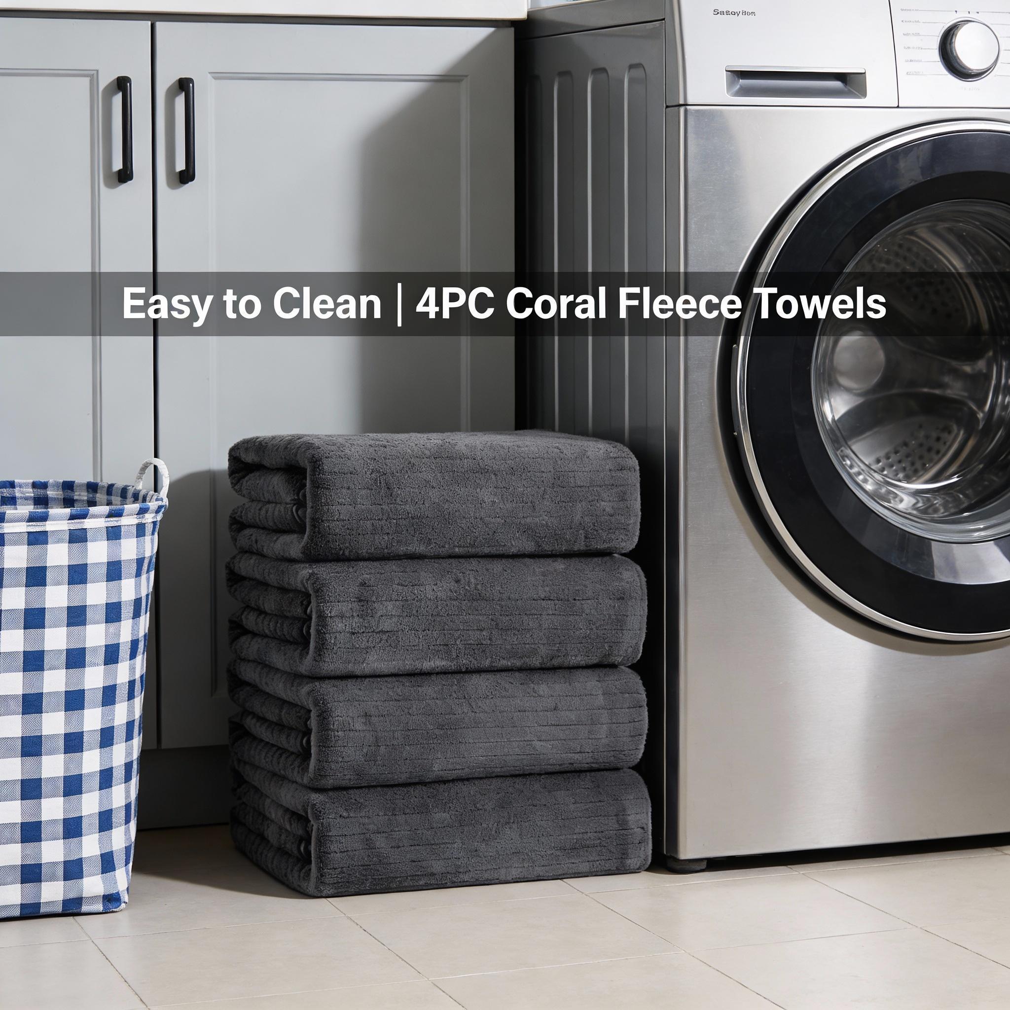 Luxury 4-Piece Microfiber Towel Set Solid Gray Ultra Soft Absorbent Quick-Dry Bathroom Towels 70x140cm Hotel-Style Comfort