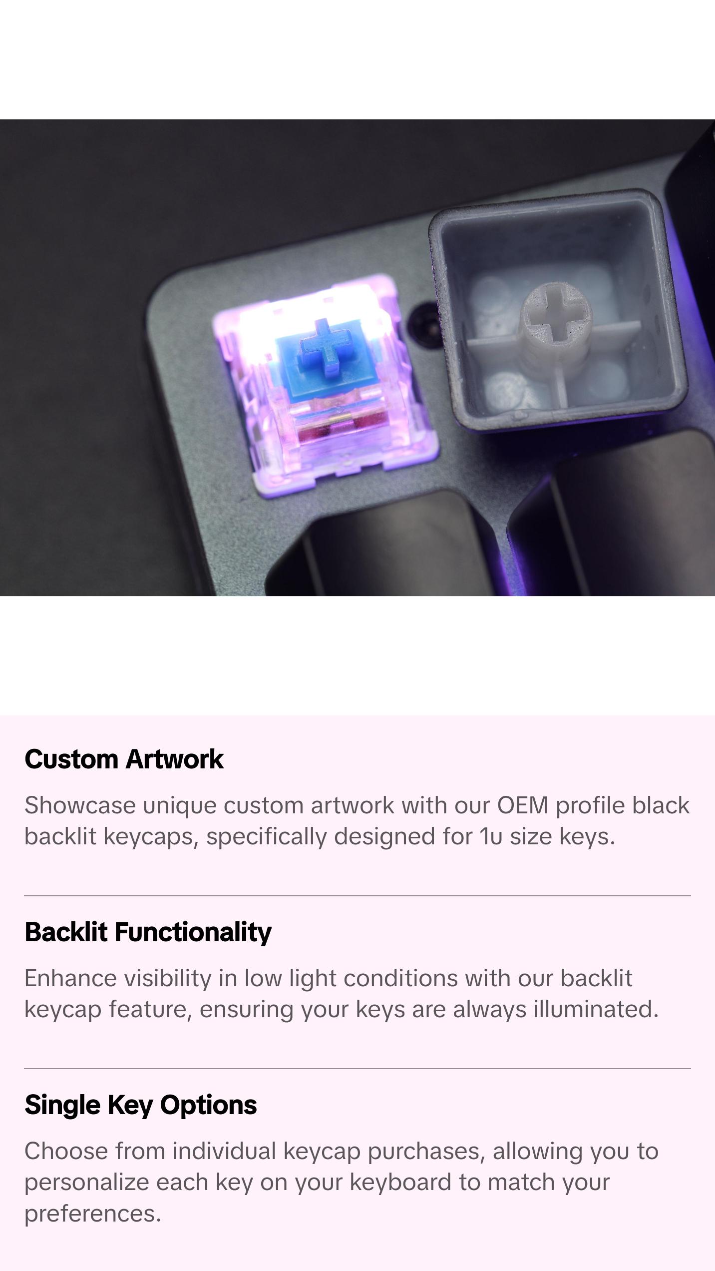 Custom Design back Keycaps (Single keys and complete sets)