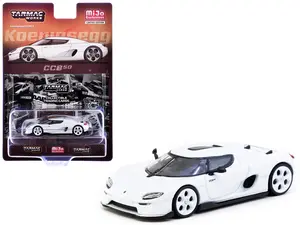 Koenigsegg CC850 White with Tarmac Cards "Global64" Series 1/64 Diecast Model by Tarmac Works